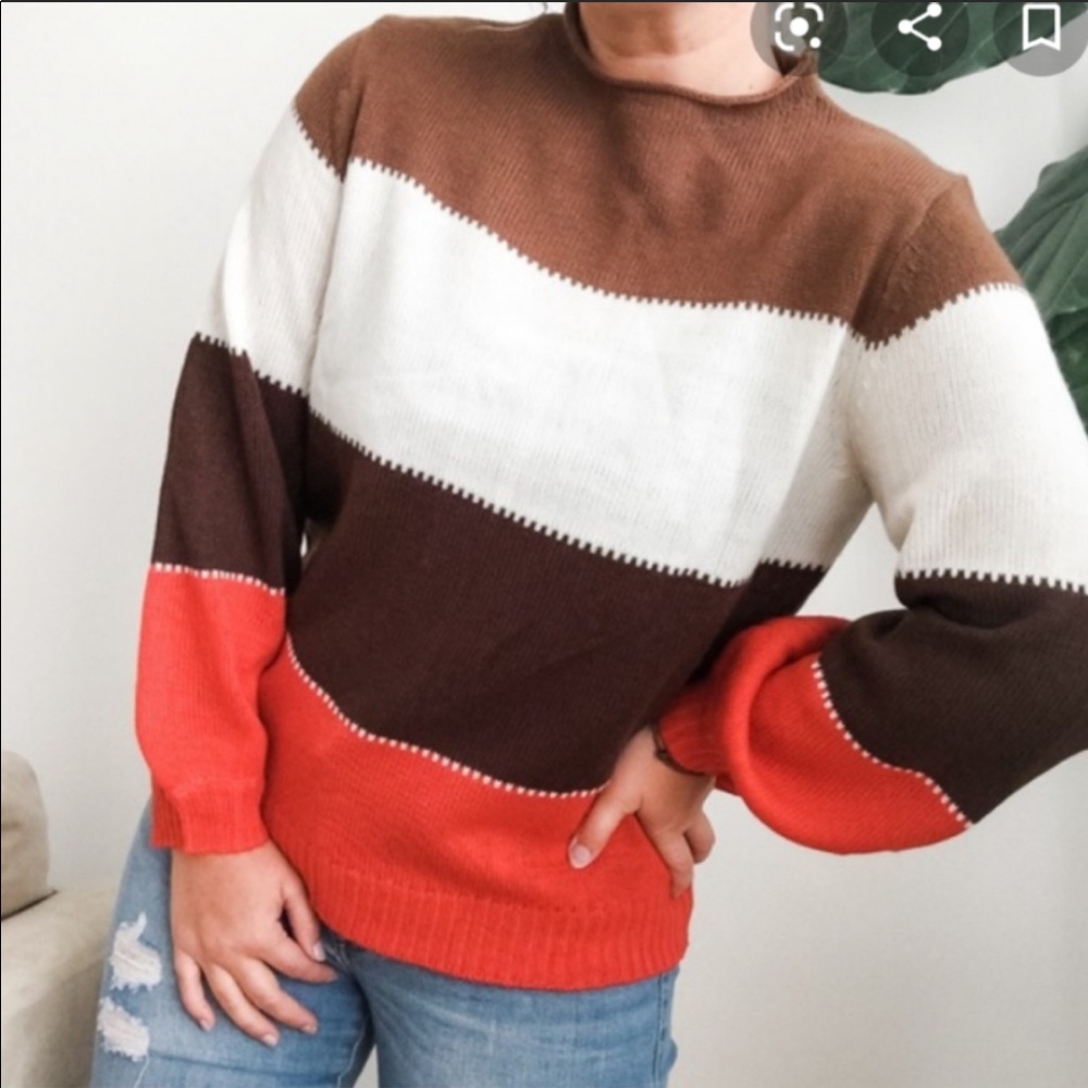 Color block knit sweater